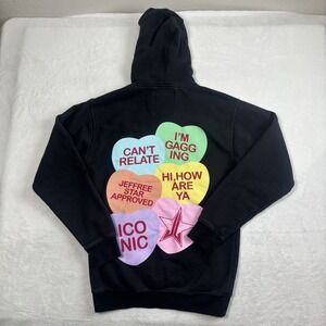 Jeffree Star Fashion Hearts Black Pullover Fleece LS Hoodie Men's Small